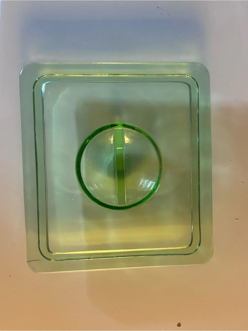 Vintage Hazel Atlas Green Uranium Glass Square Dish With Lid